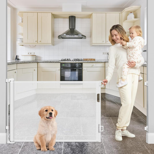 80 Inch Retractable Dog Gate for Indoor and Outdoor Safety