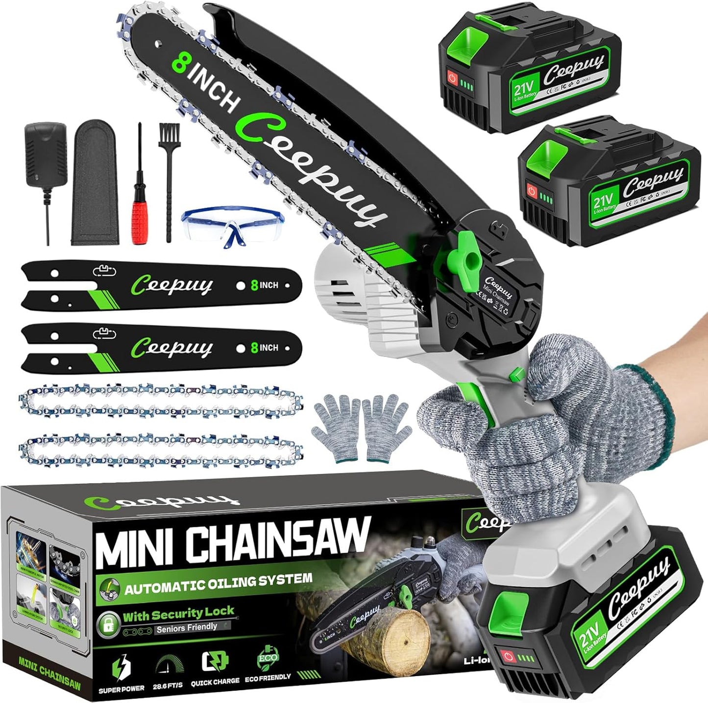 Mini Chainsaw Cordless 8 Inch for Efficient Wood Cutting Tasks