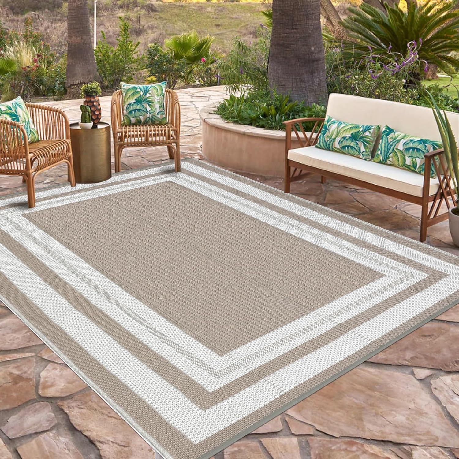 GarveeHome Outdoor Rug 9x12 Waterproof Reversible Camping Rug