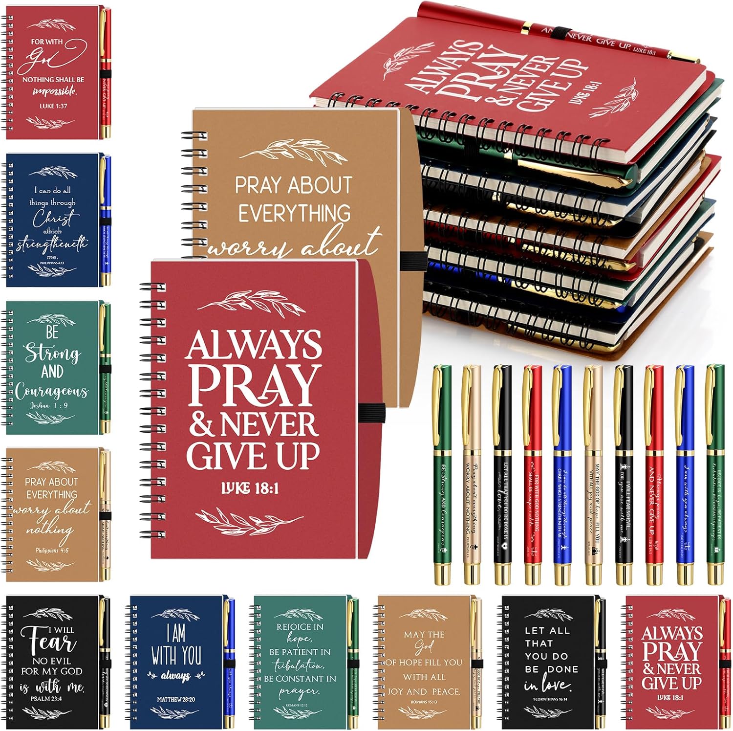 Kosiz 100 Pcs Christian Gifts Bulk with Notebooks and Pens