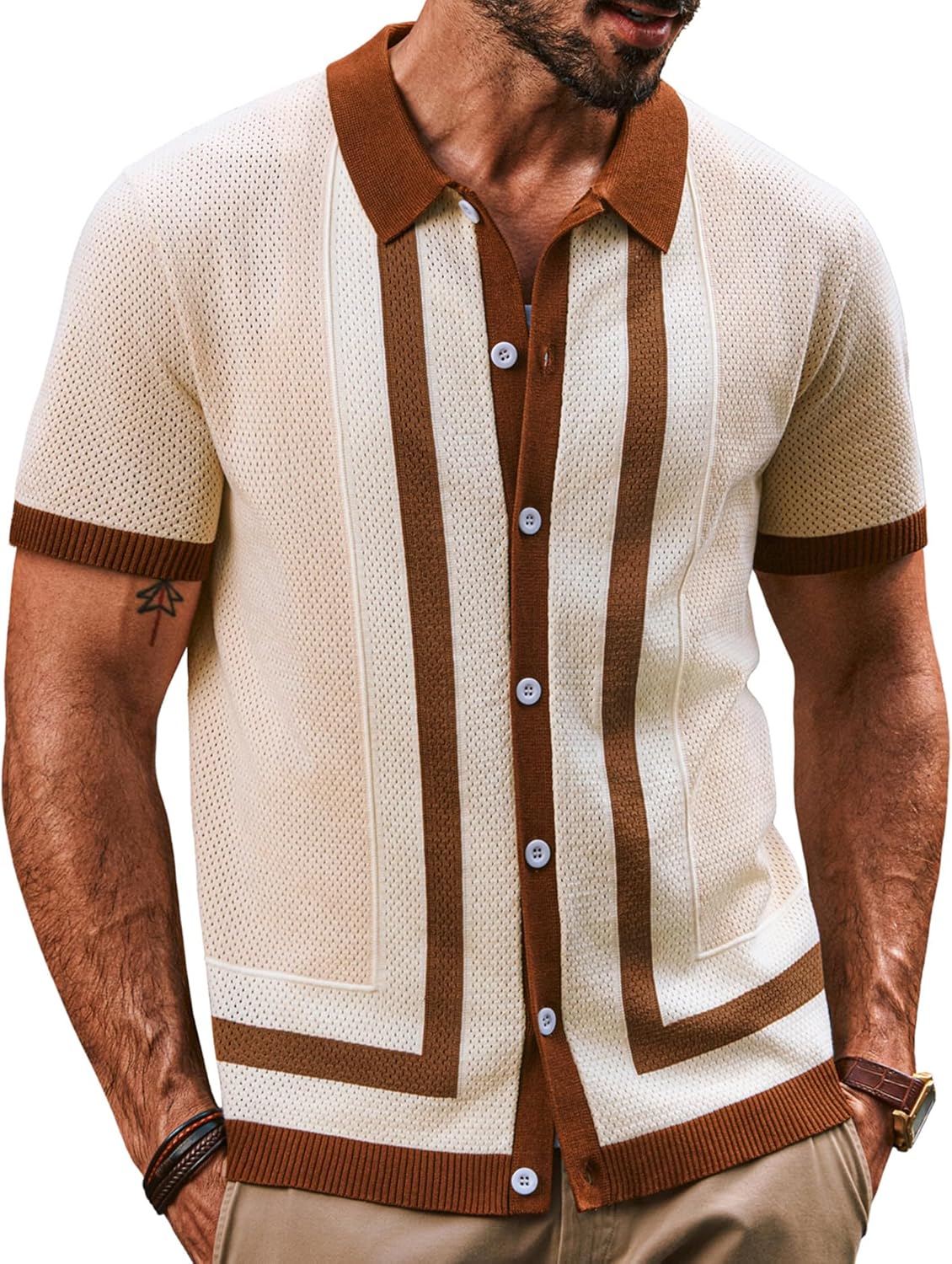 PJ PAUL JONES Mens Polo Shirts Vintage Striped Golf Style