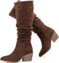 Women's Knee High Boots Wide Calf Slouchy Pointed Toe - Cozy Low Heel