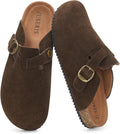 ZUSERIS Suede Clogs Wide Width Leather Mules - Comfort with Arch