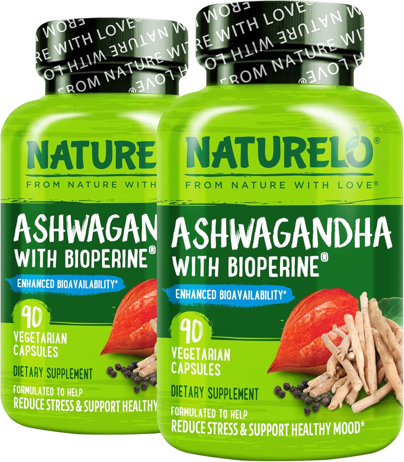 NATURELO Ashwagandha Organic Root Powder for Stress Relief