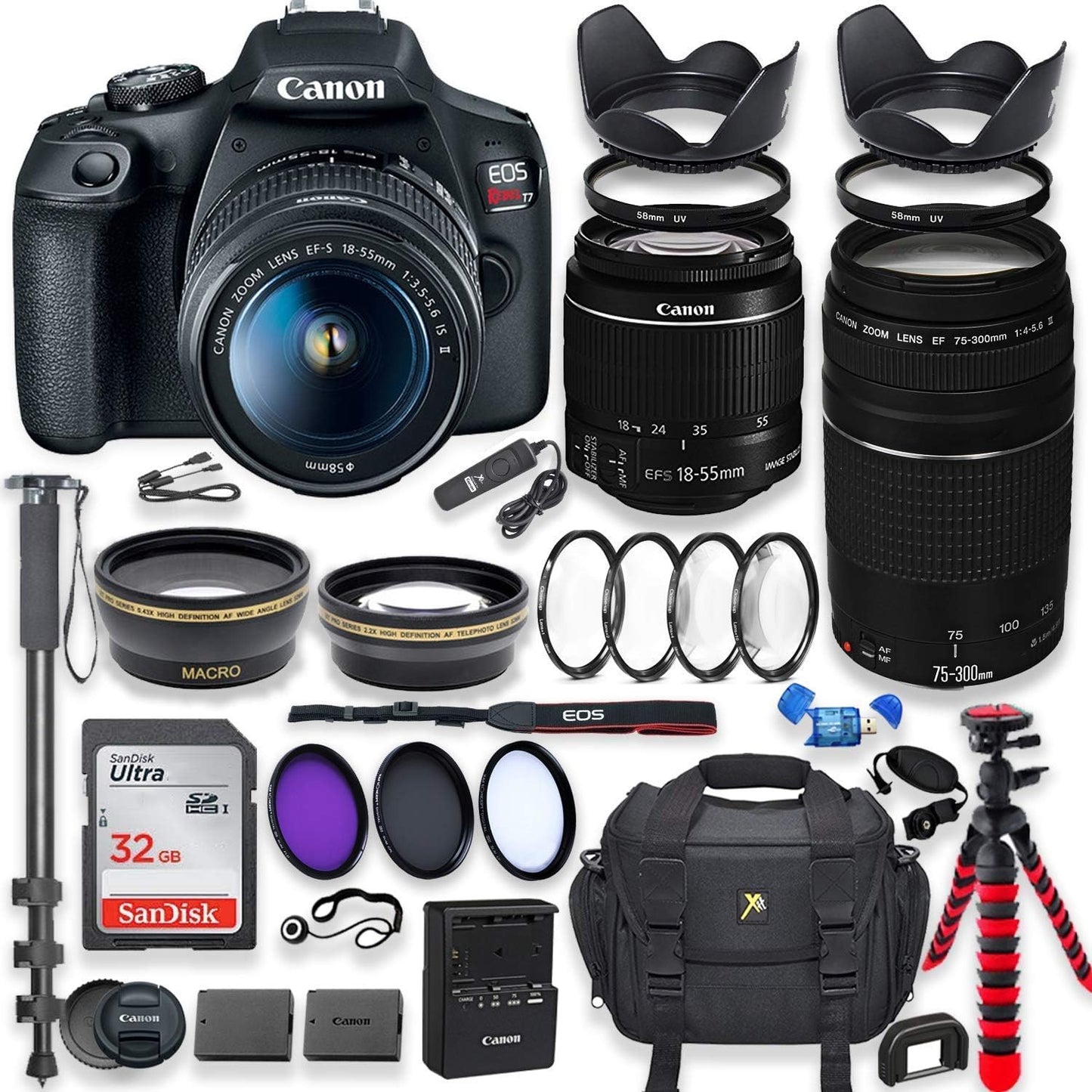 Canon EOS Rebel T7 DSLR Camera Bundle with Essential Accessories