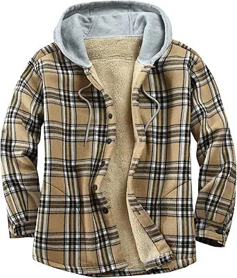 Derbars Men's Cotton Plaid Shirts Jacket for Ultimate Comfort