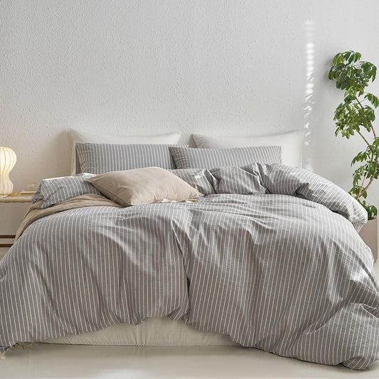 MooMee Striped Duvet Cover Set for Twin Size Bedding Comfort