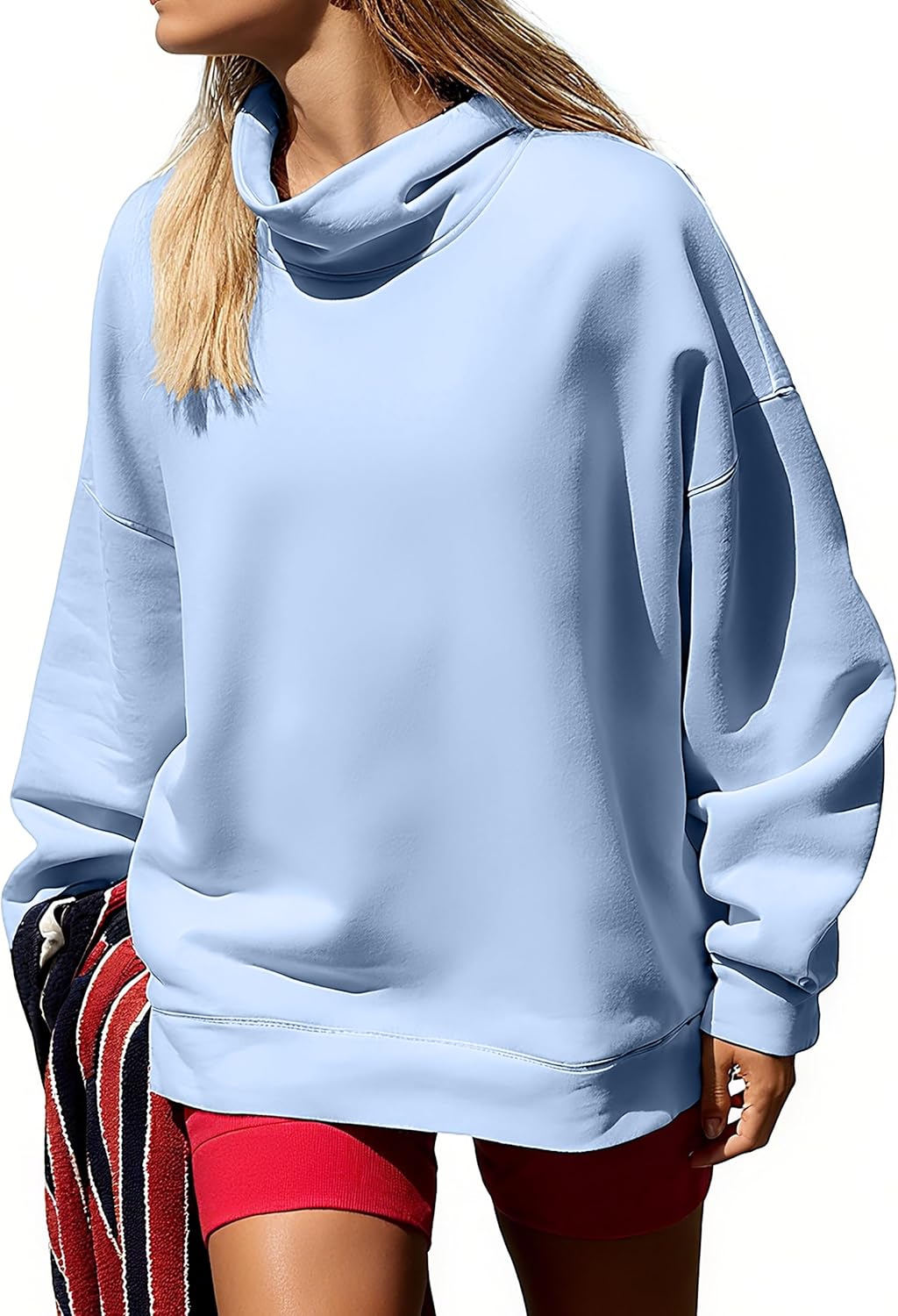 Womens Oversized Sweatshirts Mockneck Turtleneck Pullover Top