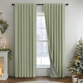 Light Sage Green Blackout Curtains 72 in Pair - Thick Linen Look