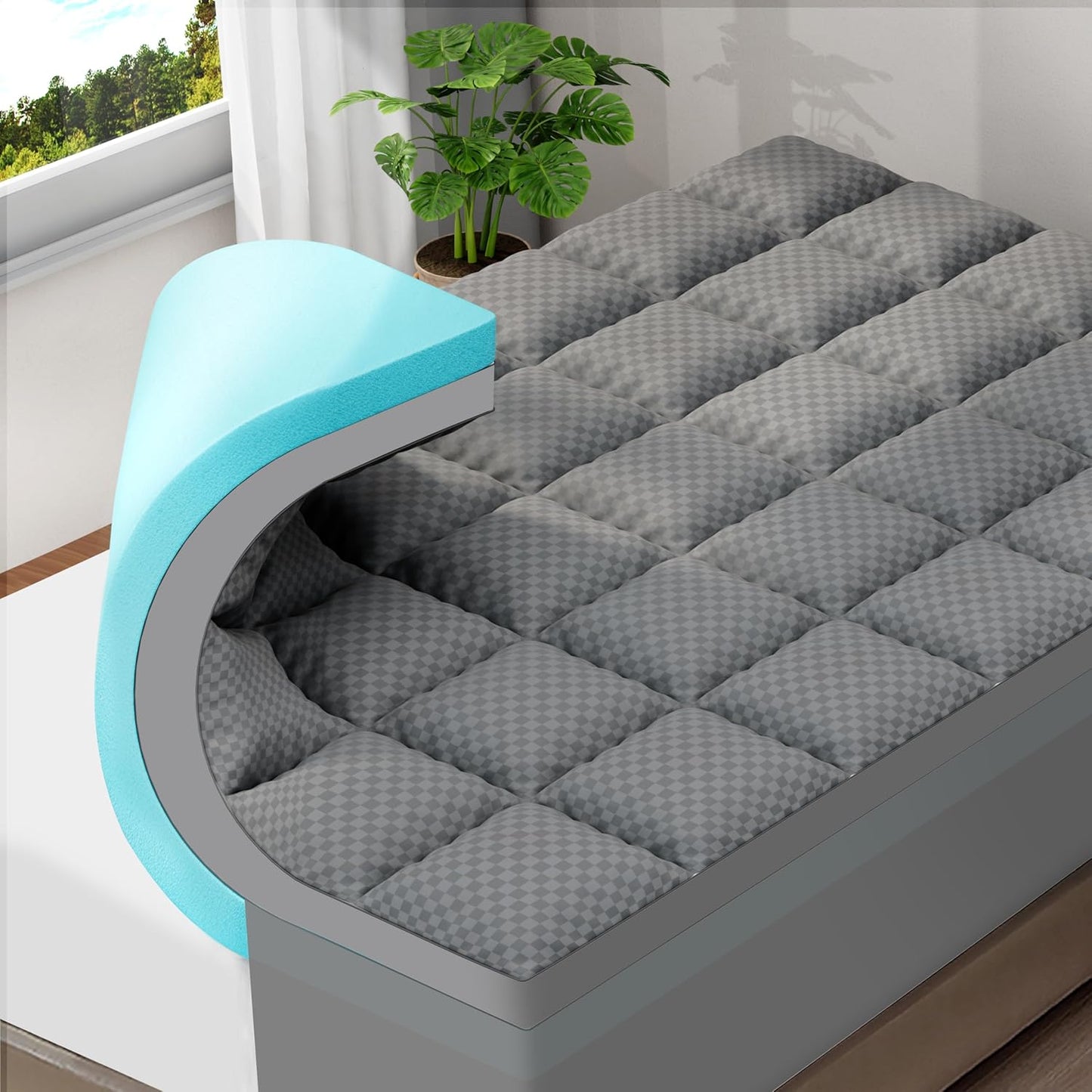 OLANLY Dual-Layer 4 Inch Twin XL Memory Foam Mattress Topper