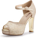 IDIFU Women's Mary Platform Chunky High Heels Sandals - Bridal Ready