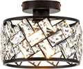 Black Crystal Ceiling Light Fixture Semi Flush Mount - Modern Glow