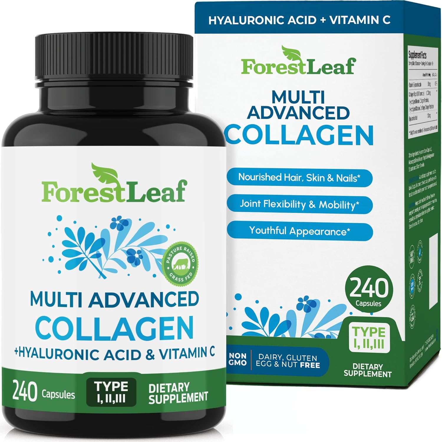 ForestLeaf Multi Collagen Pills for Healthy Skin, Hair & Nails