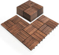 Pack of 10 Interlocking Acacia Wood Deck Tiles for Outdoor Use