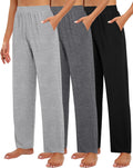 Huukeay Women's Lounge Pants 3 Pack - Cozy Wide Leg Sweatpants