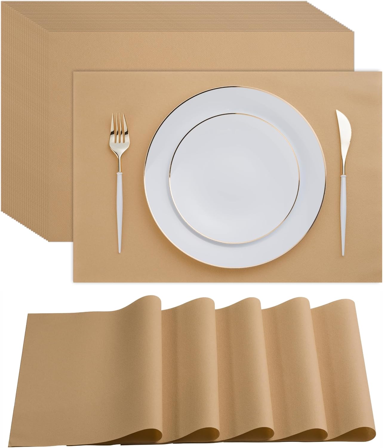 Disposable Wood Paper Placemats for Dining Table - 100-Pack