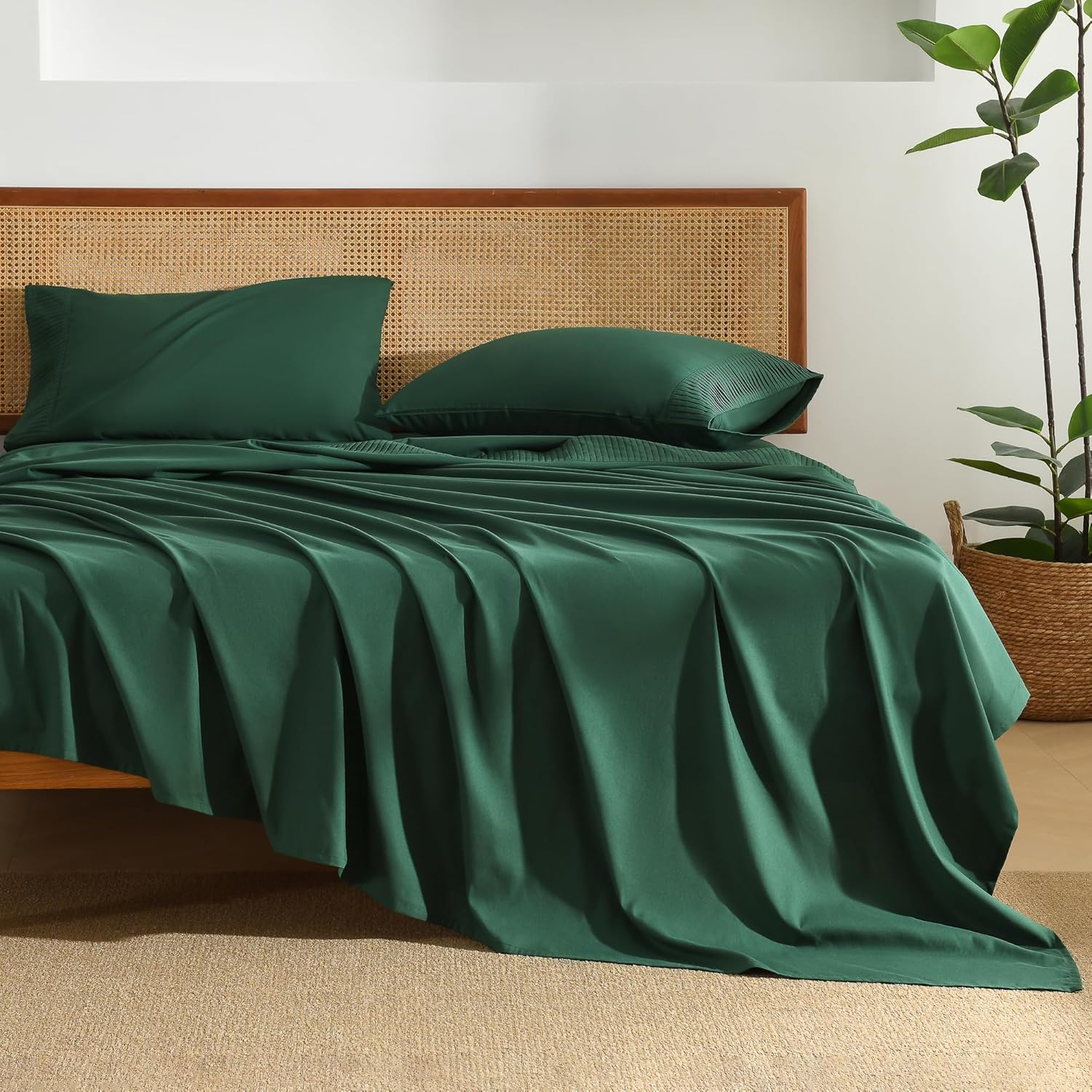 Andency Emerald Green Sheets Set for California King Beds