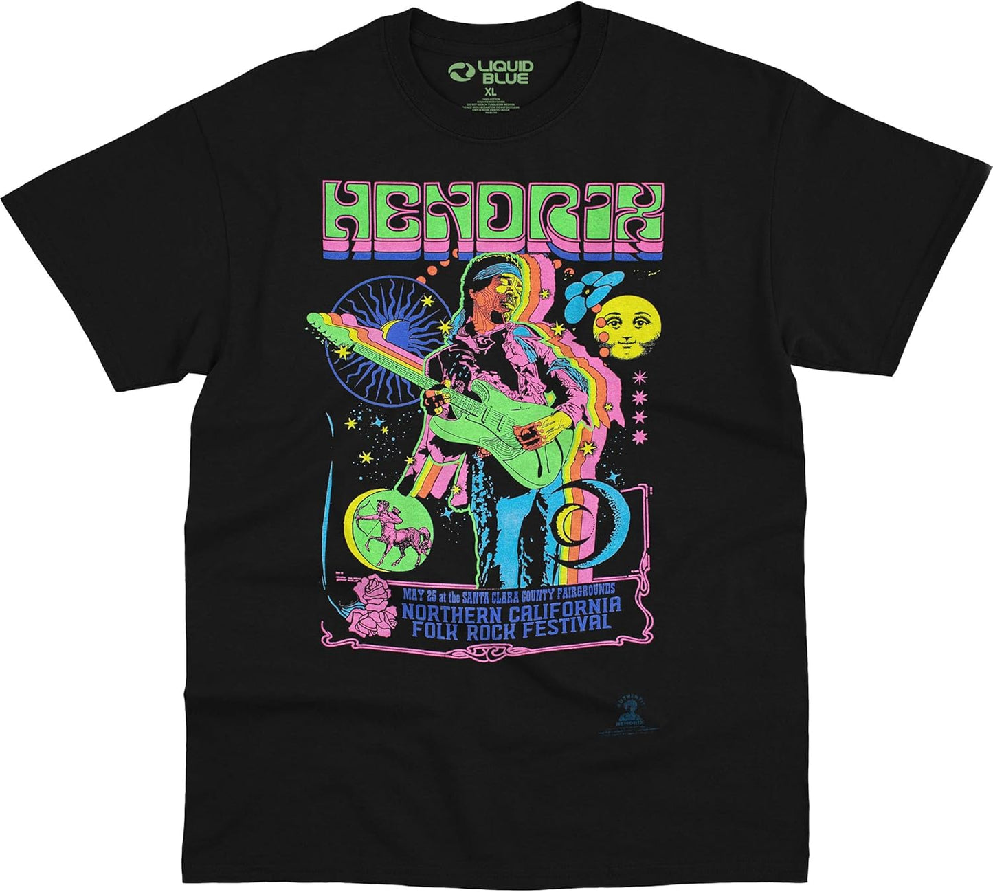 Jimi Hendrix Blacklight Tee - Liquid Blue