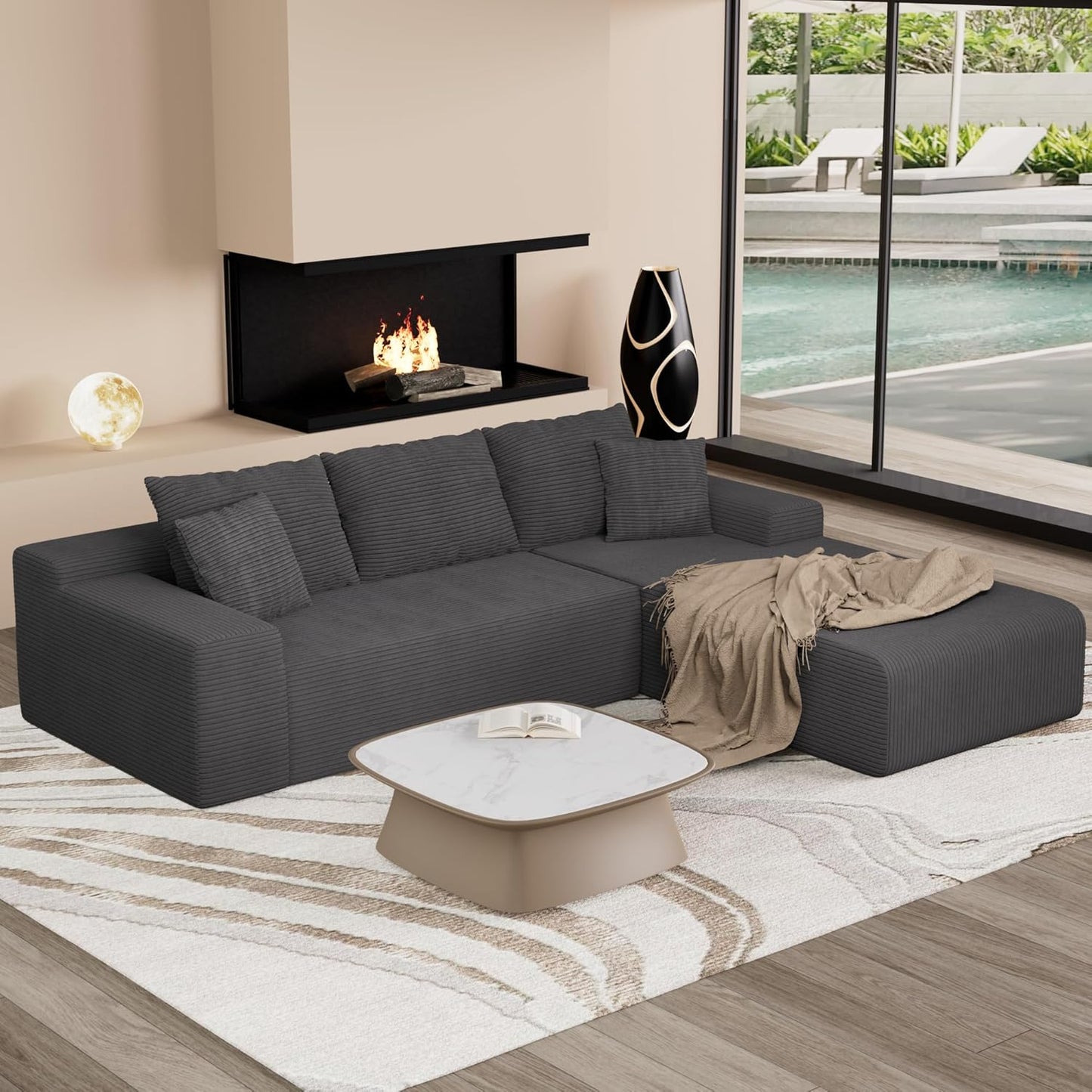 GLAMOUT 105in Convertible Sectional Couch for Modern Living