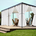 White Outdoor Curtains for Patio Waterproof 8 Pc Panels - Privacy & UV