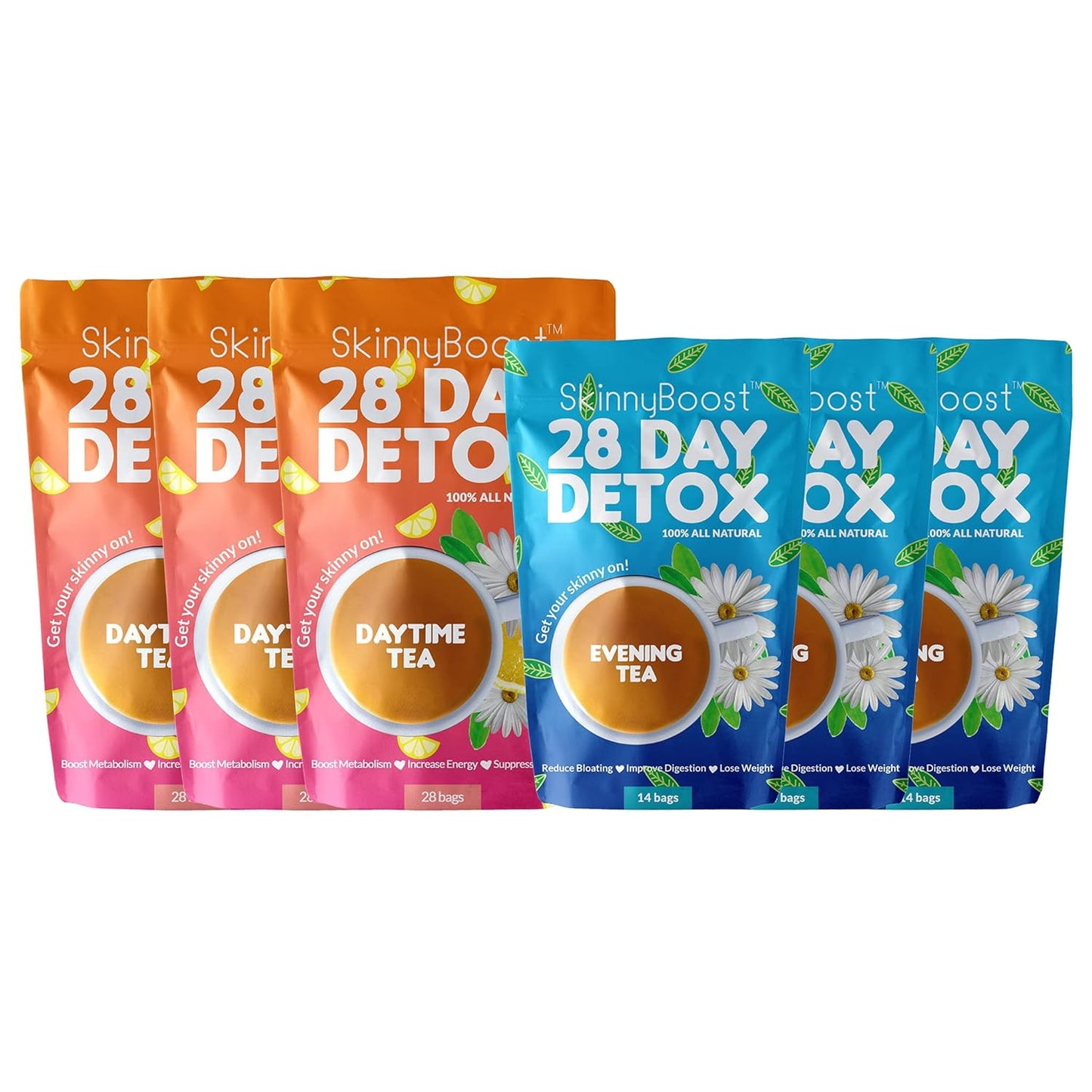 SkinnyBoost 28 Day Detox Tea Kit for Natural Cleansing Support