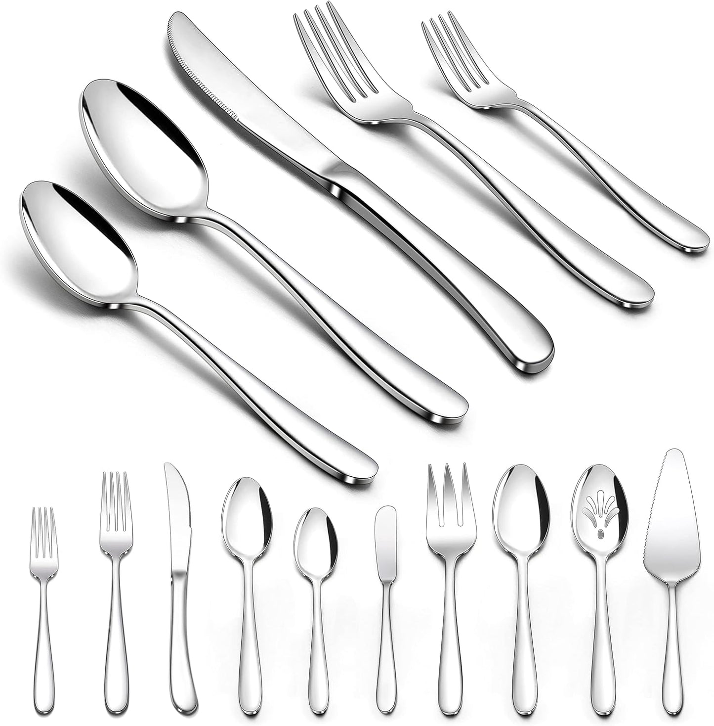 Heavy Duty Silverware Set for 8, 45-Piece Stainless Steel Cutlery