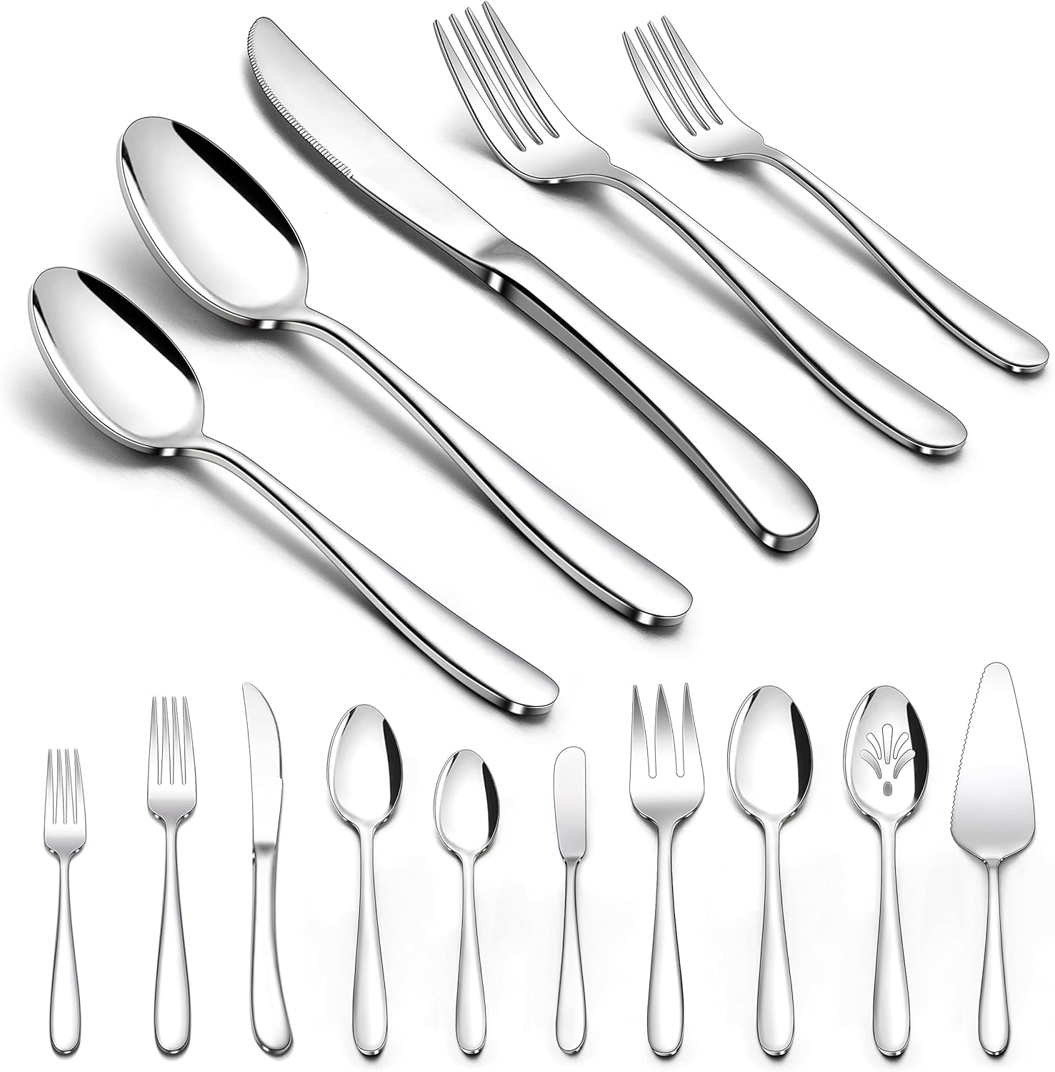 Heavy Duty Silverware Set for 8, 45-Piece Stainless Steel Cutlery
