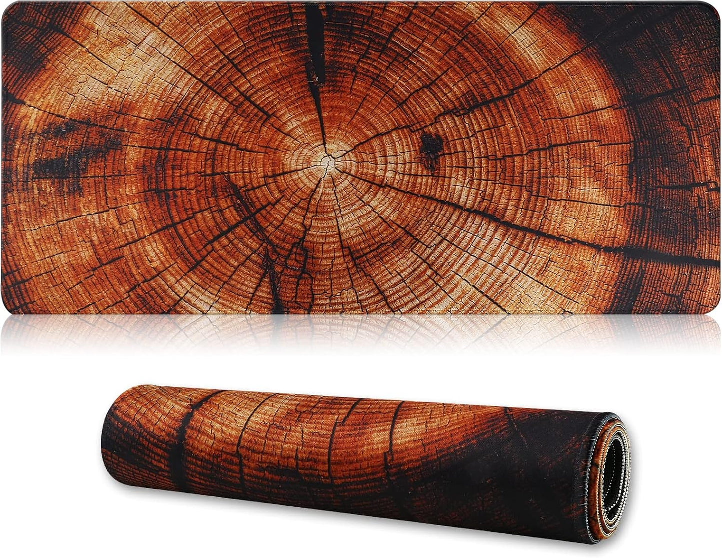 Extended Wood Grain Gaming Mouse Pad - Non-Slip Rubber Base