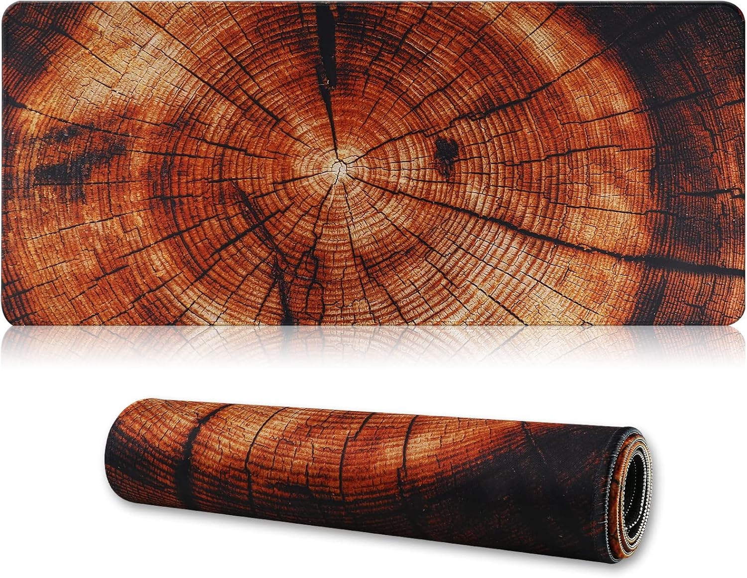 Extended Wood Grain Gaming Mouse Pad - Non-Slip Rubber Base