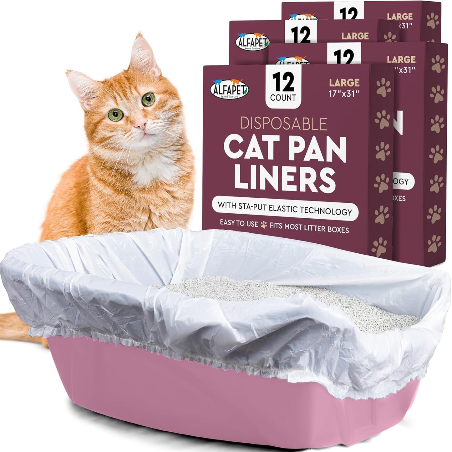 Alfapet Kitty Cat Litter Box Disposable Liners for Easy Cleanup