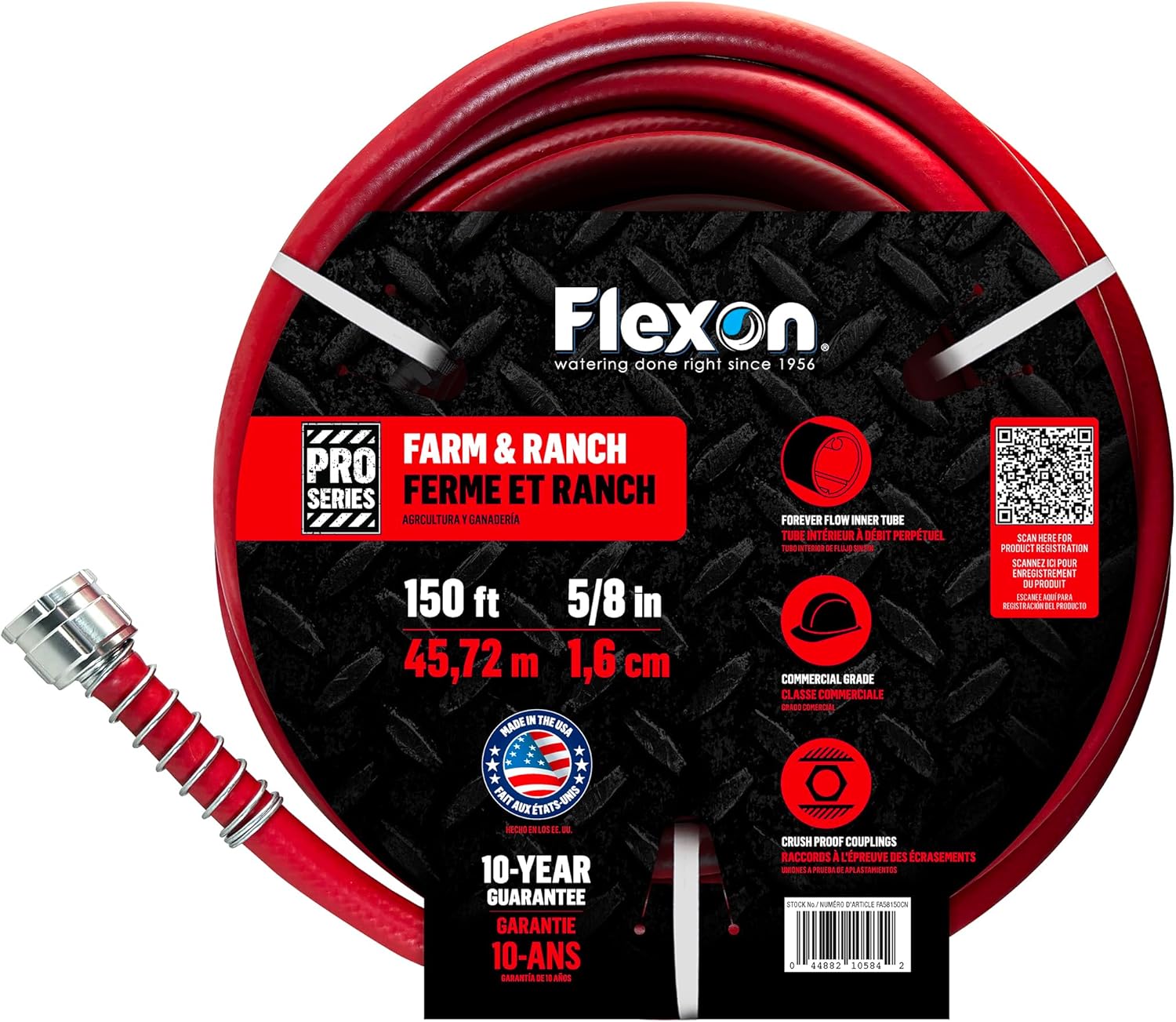 Flexon 5/8in x 150ft Heavy-Duty Farm & Ranch Garden Hose