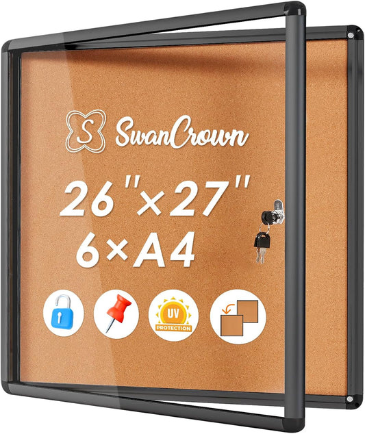 SWANCROWN Lockable Noticeboard for Secure Indoor Display