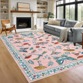 Mushroom Insect 8x10 Area Rug - Washable Low Pile Non Slip Accent Rug