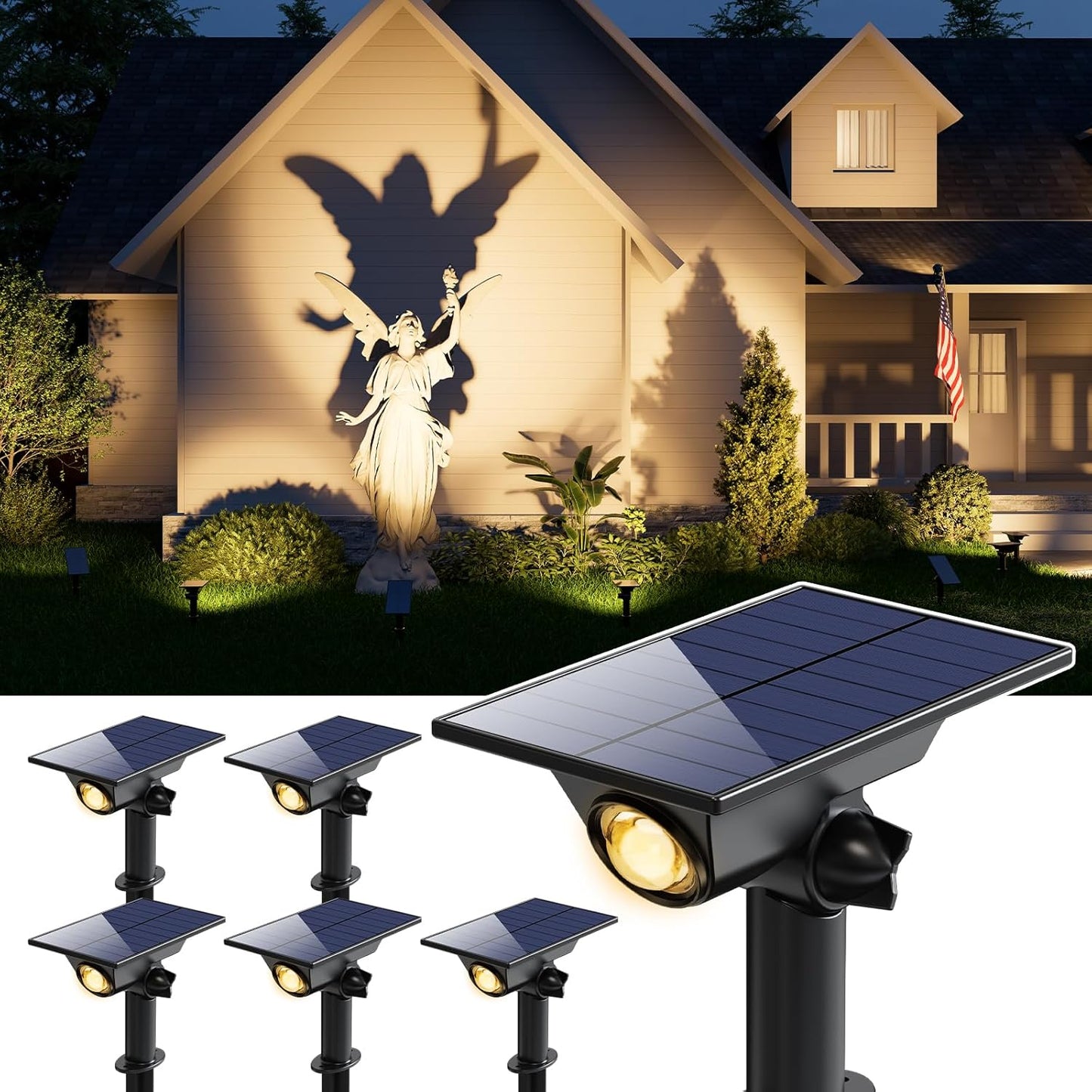6 Pack Solar Power Spot Lights Outdoor Waterproof LED Landscape