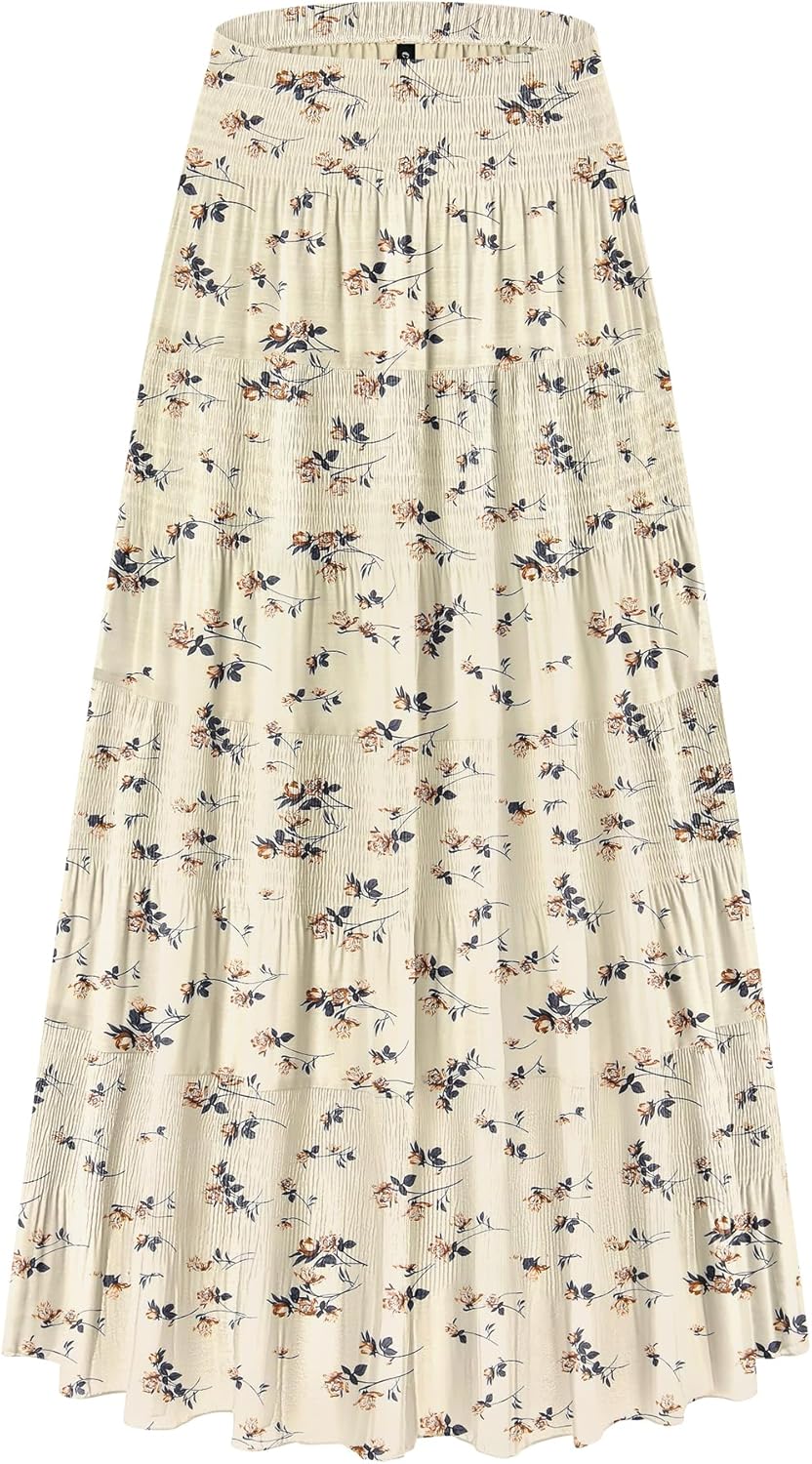 Chiffon High Waist Tiered Floral Maxi Skirt for Bohemian Style
