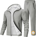 Men's Fleece Lined Tracksuit Set with Zipper Pockets - Warm Fit