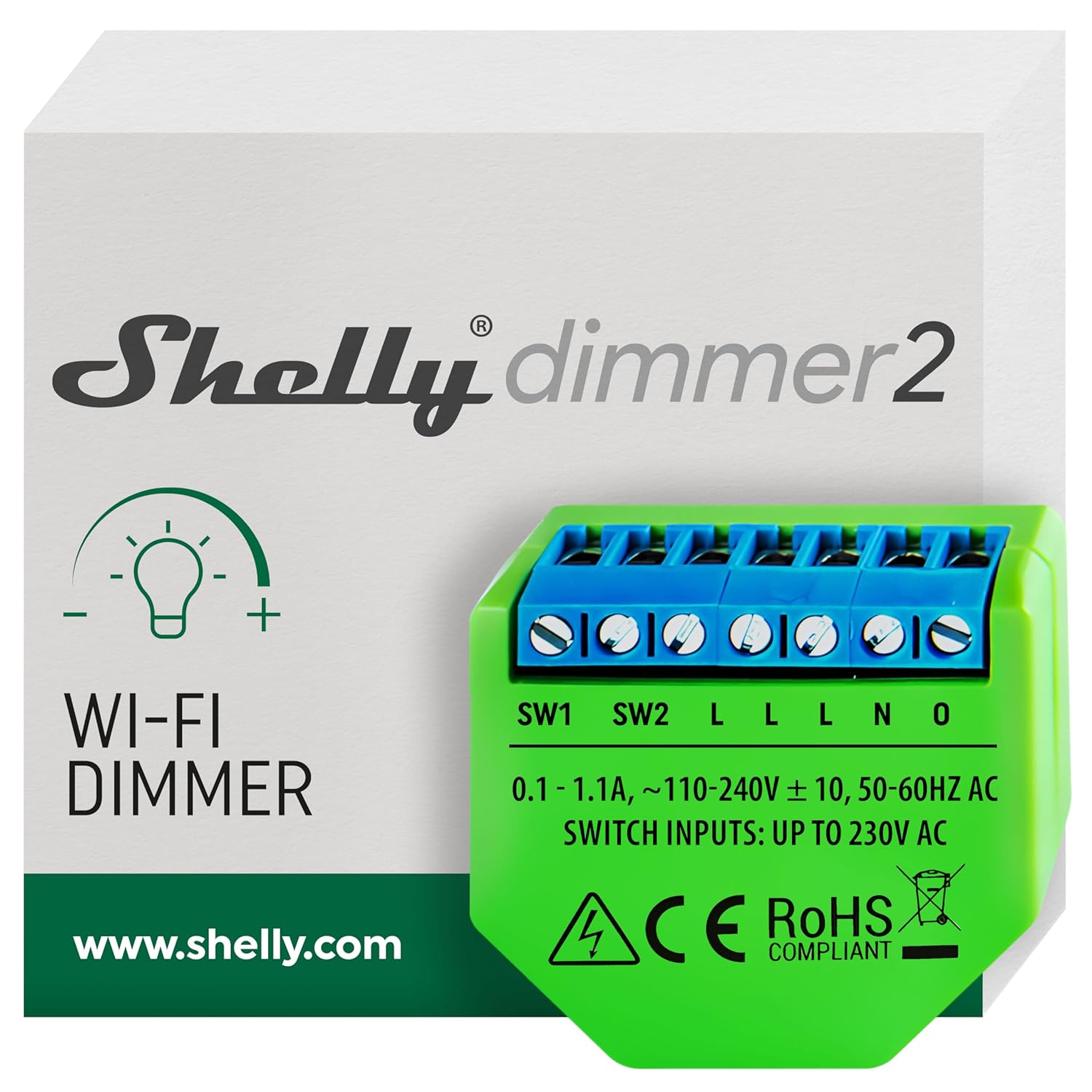 Shelly Dimmer 2 Smart WiFi Dimmer Switch for Home Automation
