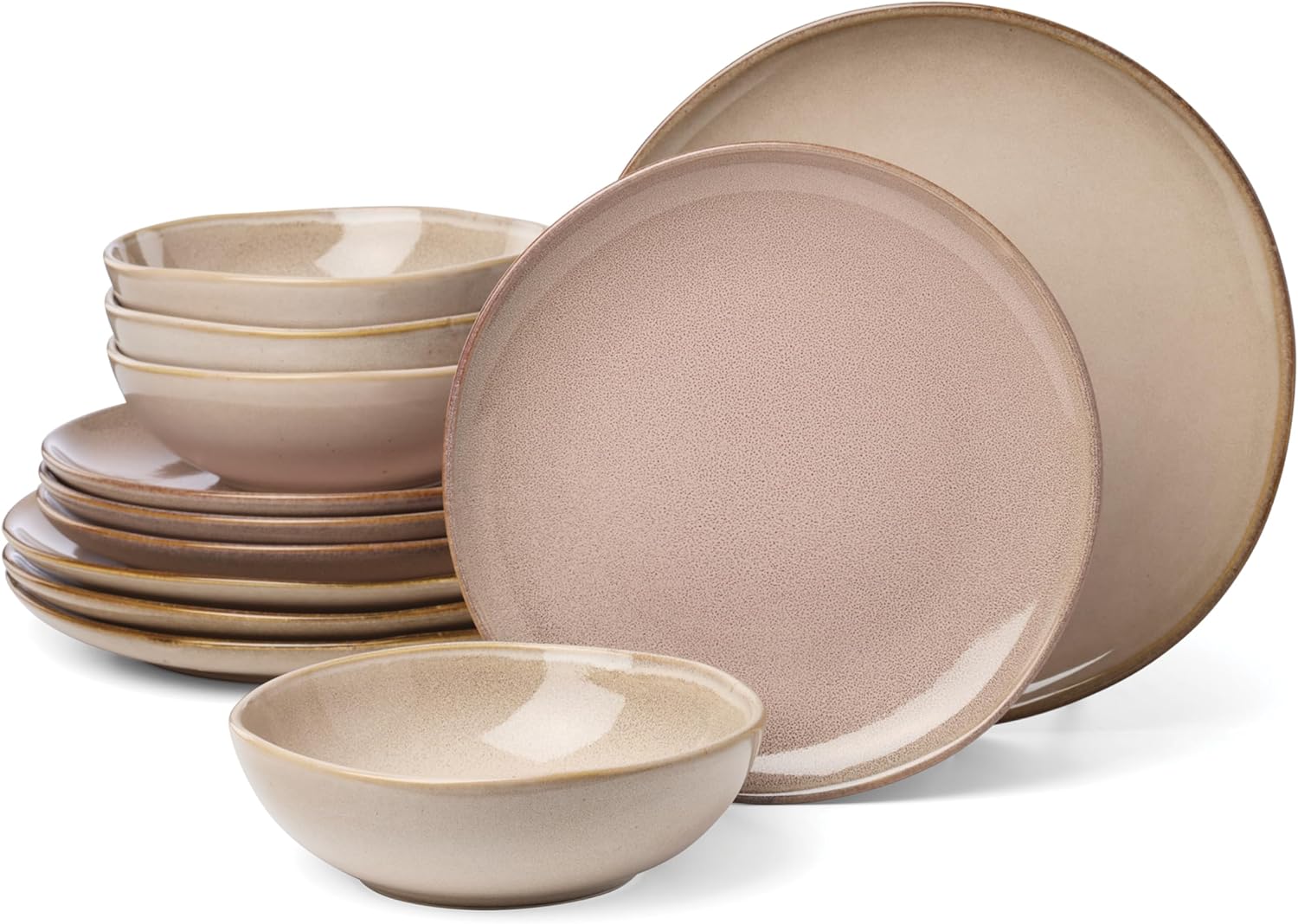 Oneida Organic Shades 12-Piece Dinnerware Set for Elegant Dining