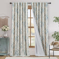 Blackout Linen Blend Curtain Floral 96 in Panels - Elegant Light