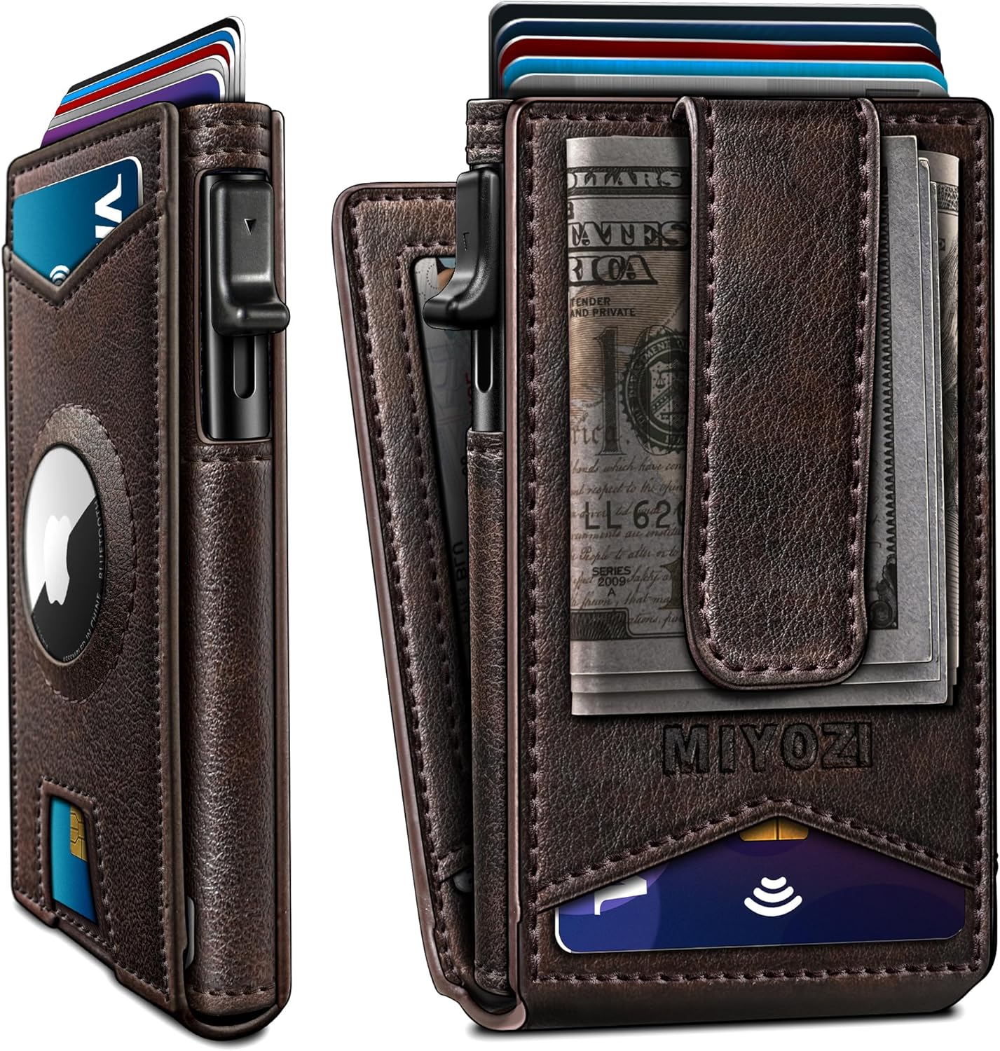 Airtag Wallet for Men with Money Clip and RFID Blocking Case