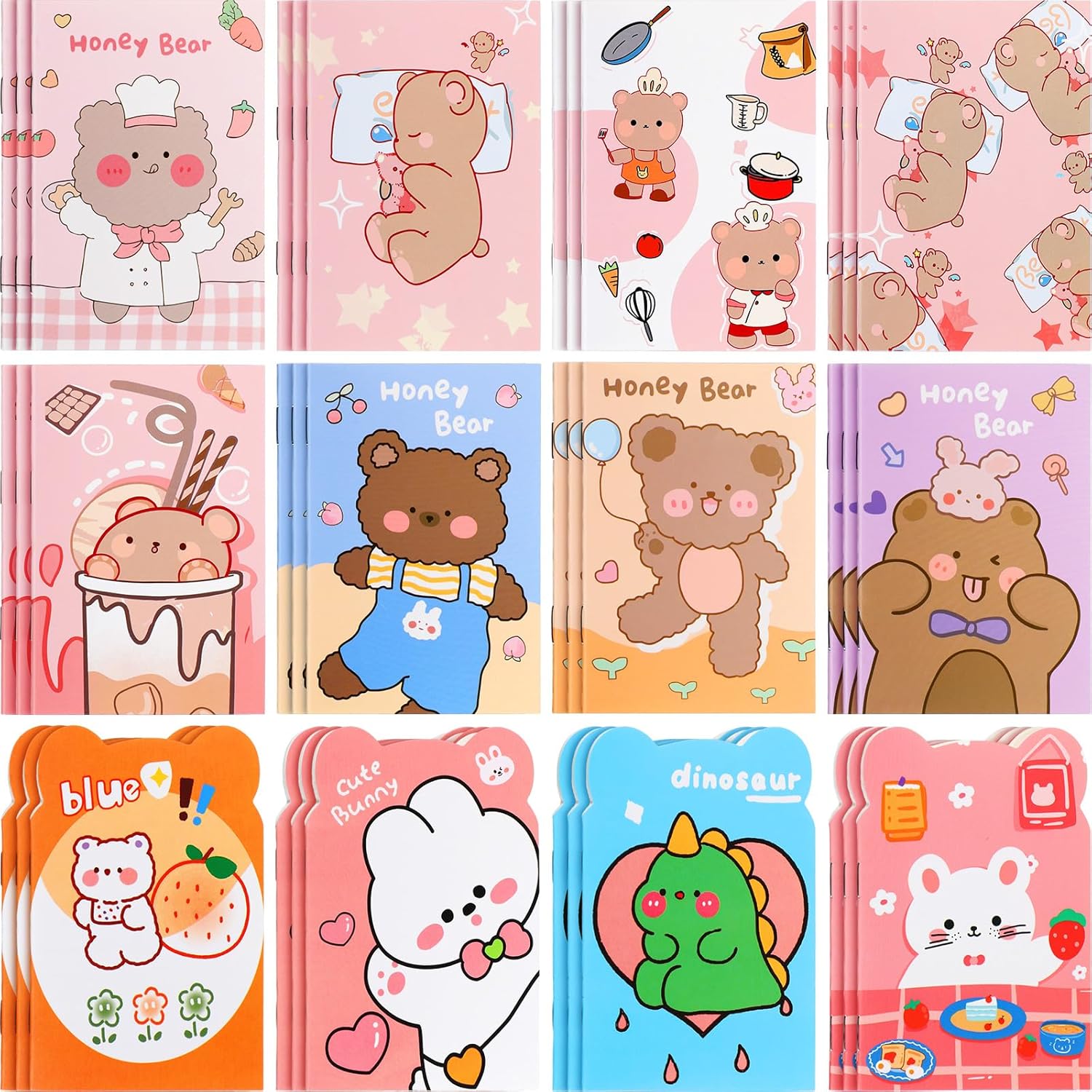36 Mini Cartoon Mini Notebooks - Cute Party Favors