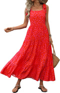 Women Floral Sleeveless Maxi Dress 2025 - Flowy Beach Tiered Maxi