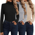 Neer 3 Pack Cotton Women's Turtleneck Thermal Tops - Soft Warm Base