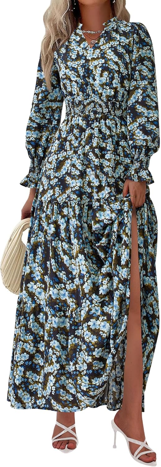 PRETTYGARDEN Women's Floral Maxi Dress for Fall Events