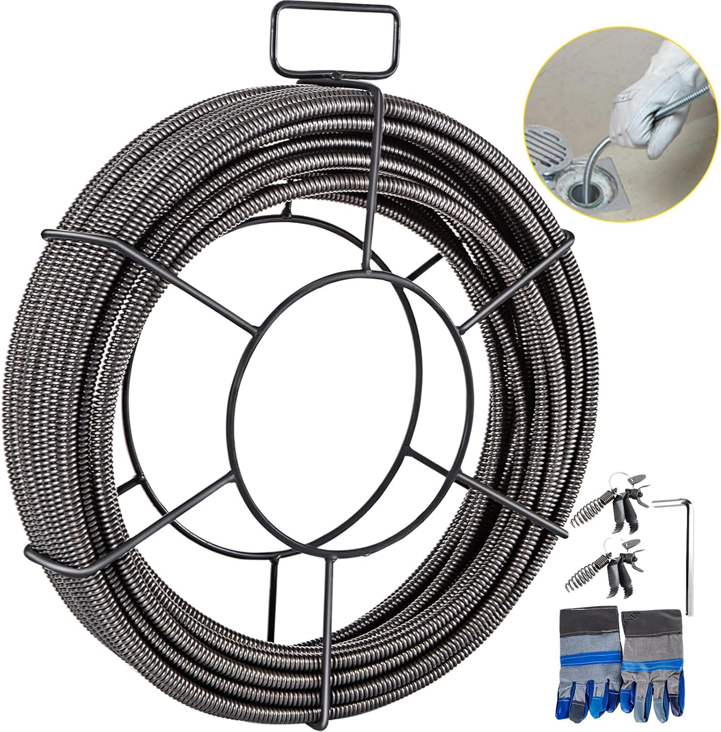 VEVOR Drain Cleaning Cable 75ft x 1/2 inch for Clog Removal