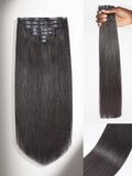 LUVME Clip in Hair Extensions Natural Black 7pcs 26in - Silky Straight