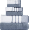 Modern Threads 6 Piece Towel Set - Quick Dry White/Denim