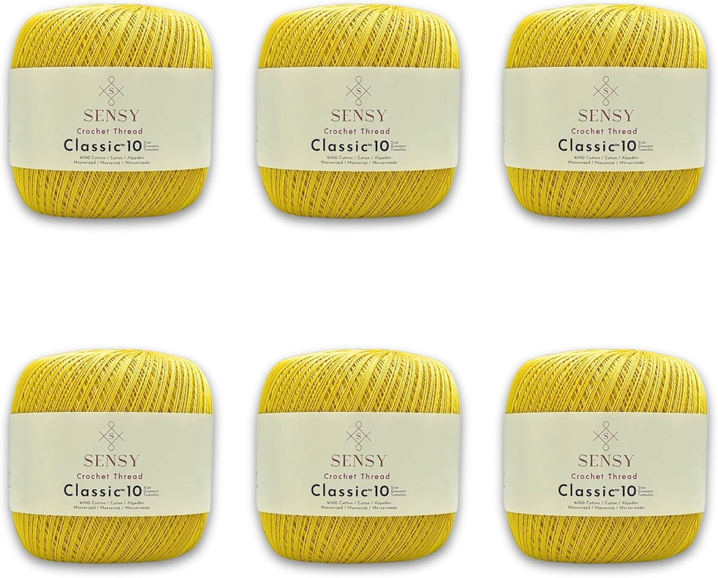 6 Skeins of Sensy Crochet Thread Classic Size 10 for Crafting