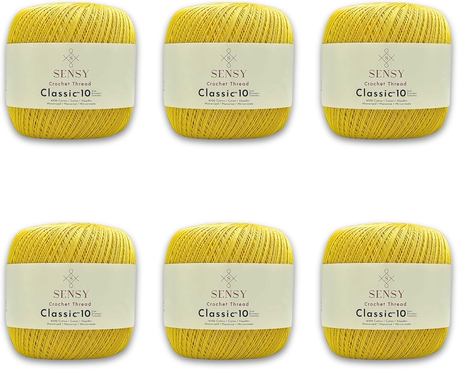 6 Skeins of Sensy Crochet Thread Classic Size 10 for Crafting
