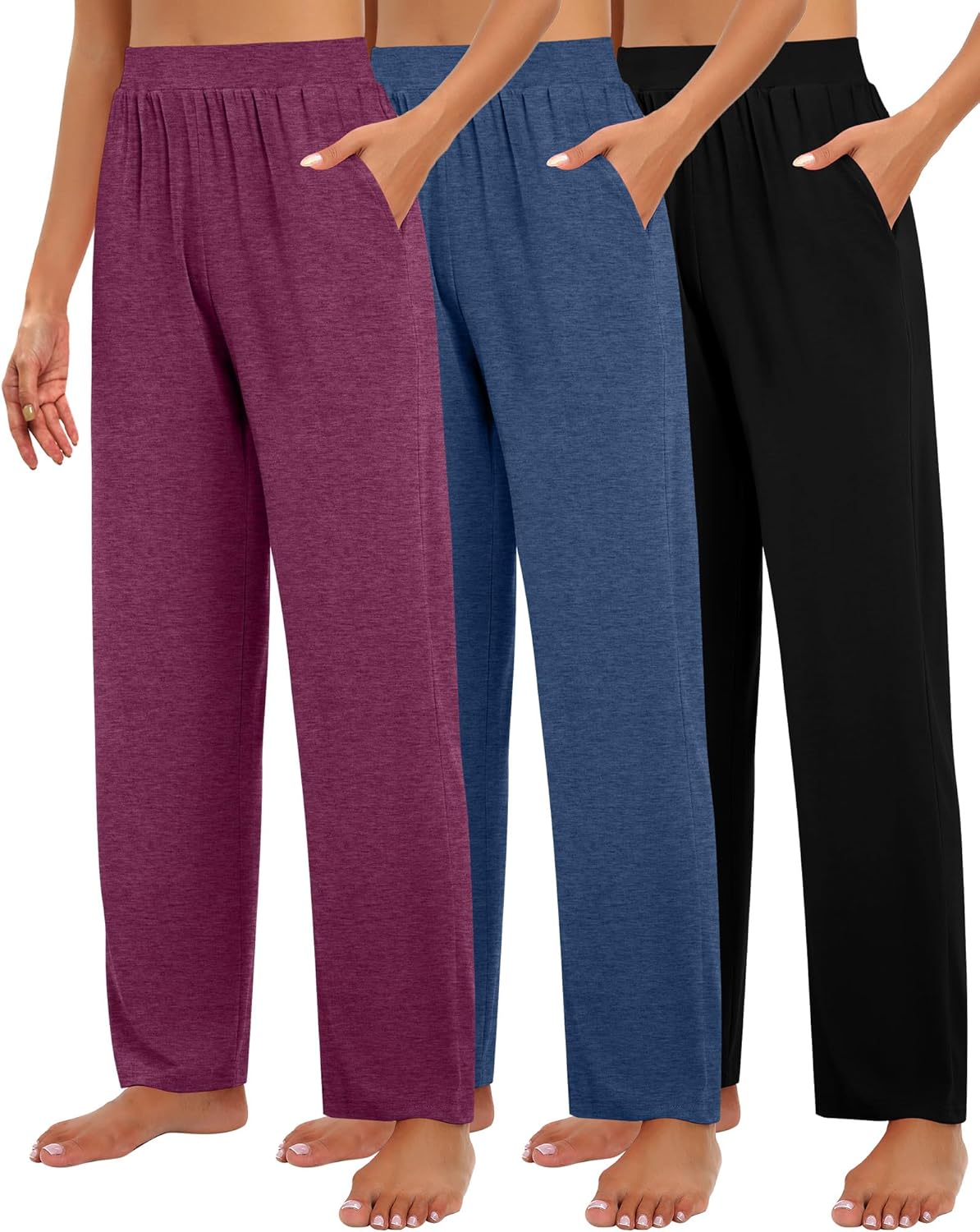 Huukeay Women's Lounge Pants: Cozy Wide Leg Slacks with Pockets